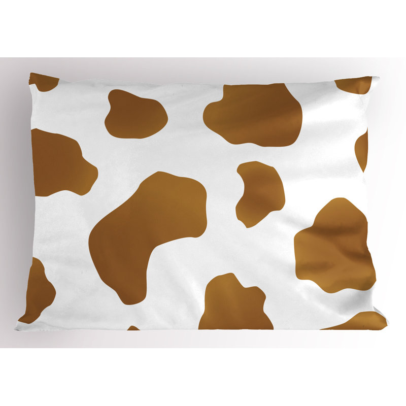 Ambesonne Cow Print Pillow Sham 2 Pack Brown Spots on Cow 26"x20" White Brown
