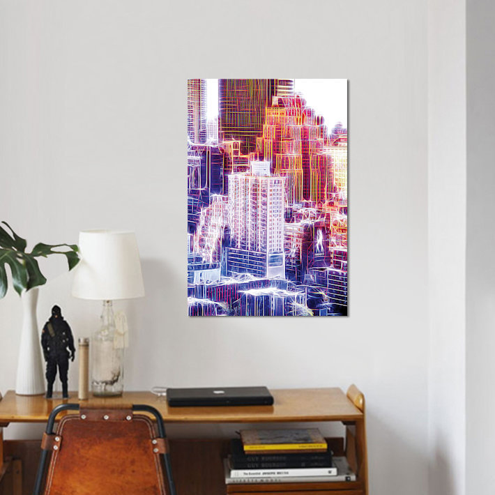 « new yorker », impression sur toile, H 18 po x l 12 po x P 1,5 po, Toile tendue, Pas de tapis