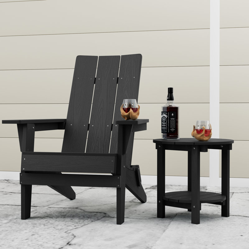 Foldable Outdoor Adirondack Set, Black