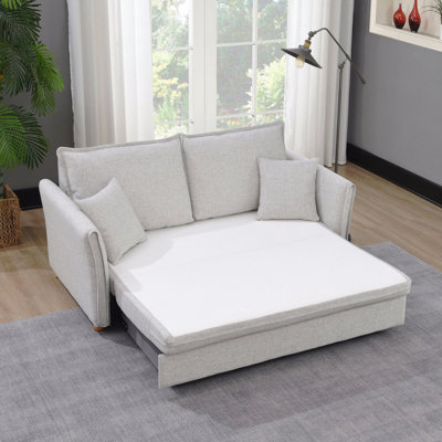 Gray Chenille Sleeper Sectional Sofa W/ Storage & 2 Toss Pillows