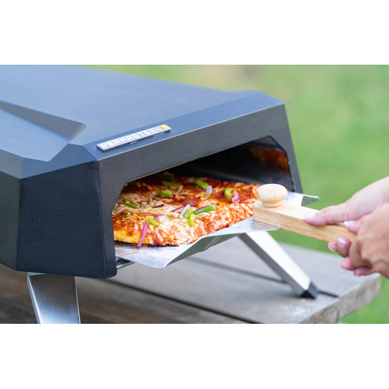 Permasteel Black Aluminum 12-Inch Countertop Gas Pizza Oven with Cover