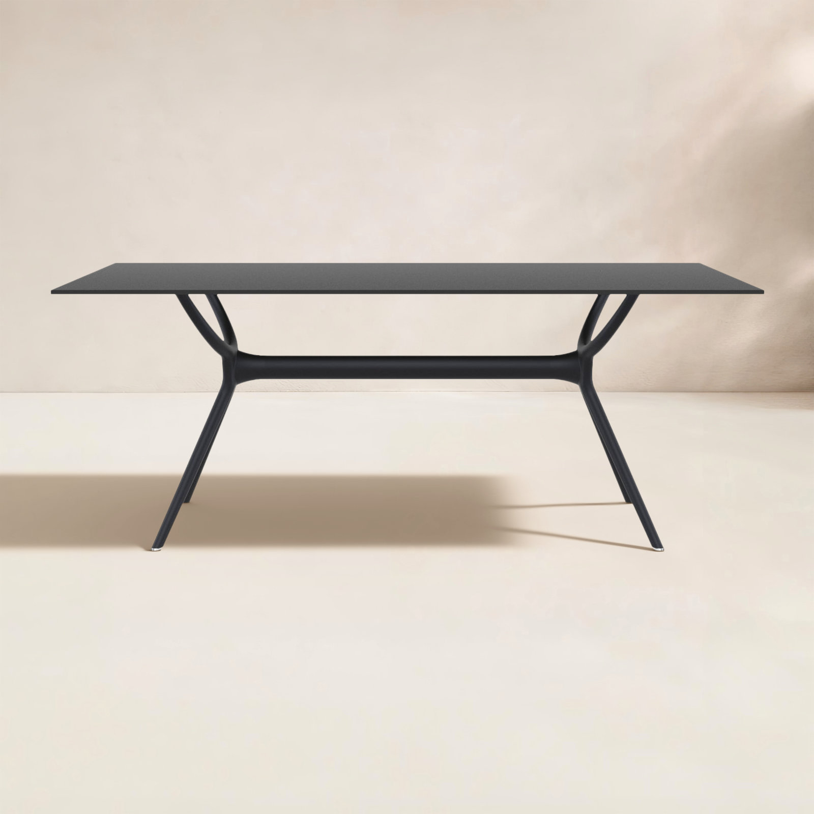 Farrah Synthetic Laminate Outdoor Dining Table, Black, 29.5" H x 71" L x 35.5" W