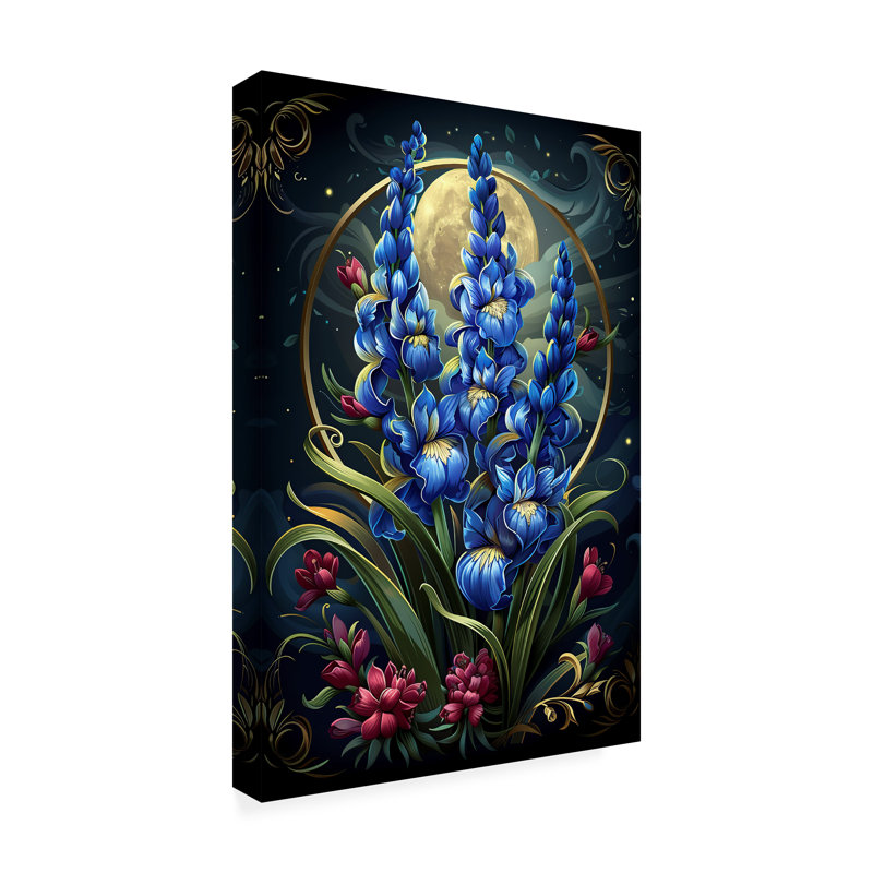 Art sur toile, bleu, lune, iris, H 12 po x l 19 po