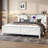Farmhouse Platform Storage Bed with Bookcase Headboard and LED Lights-1203841243-1203841245