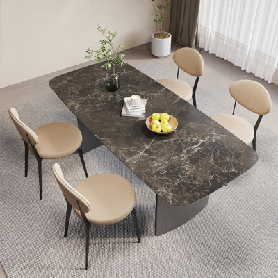 Modern Rectangular Rock Slab Dining Table Sets
