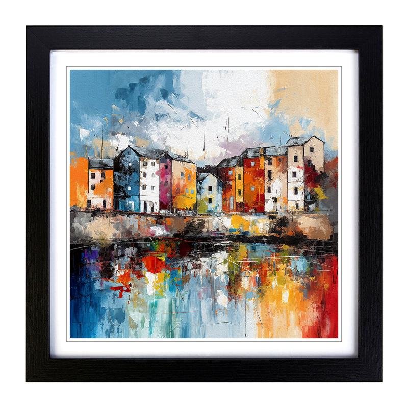 City Of Galway Abstract Art No.3 - Framed Print, Black