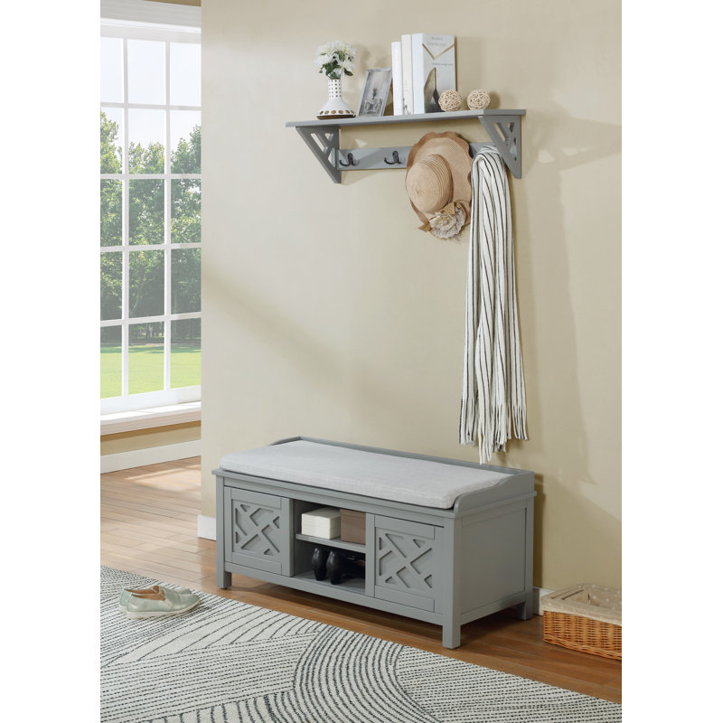 Hall Tree with Bench, Grey