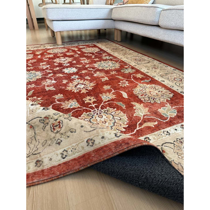 Tapis en coton avec envers antidérapant Lanney, Rectangle 3 pi 11 po x 5 pi 11 po