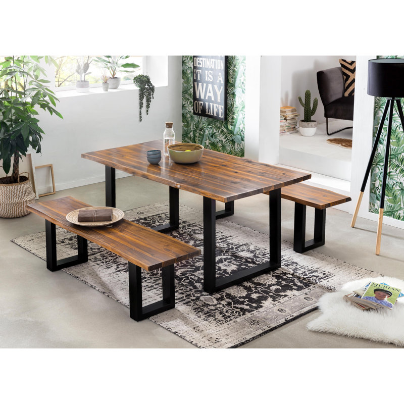 Table de salle à manger Acacia, L 33,46 po x L 63 po, Cognac, Noir