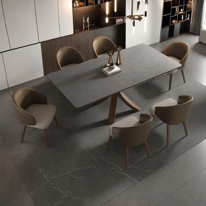Ensemble de table et chaises de salle à manger mat léger et luxueux, H 29,52 po x L 70,86 po x l 35,43 po
