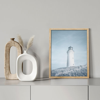 «Beach Hill Washed Out Duotone Pastel White Lighthouse» sur papier