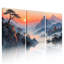 Paysage de montagne coucher de soleil sur toile tendue, reproduction de peinture à l'huile (ensemble de 3)-118674990