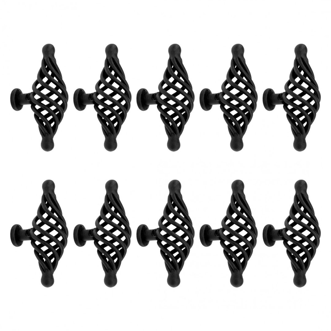 Door or Drawer Cabinet Pull Birdcage Black Iron 3 1/2" (Set of 10) The Renovators Supply Inc.