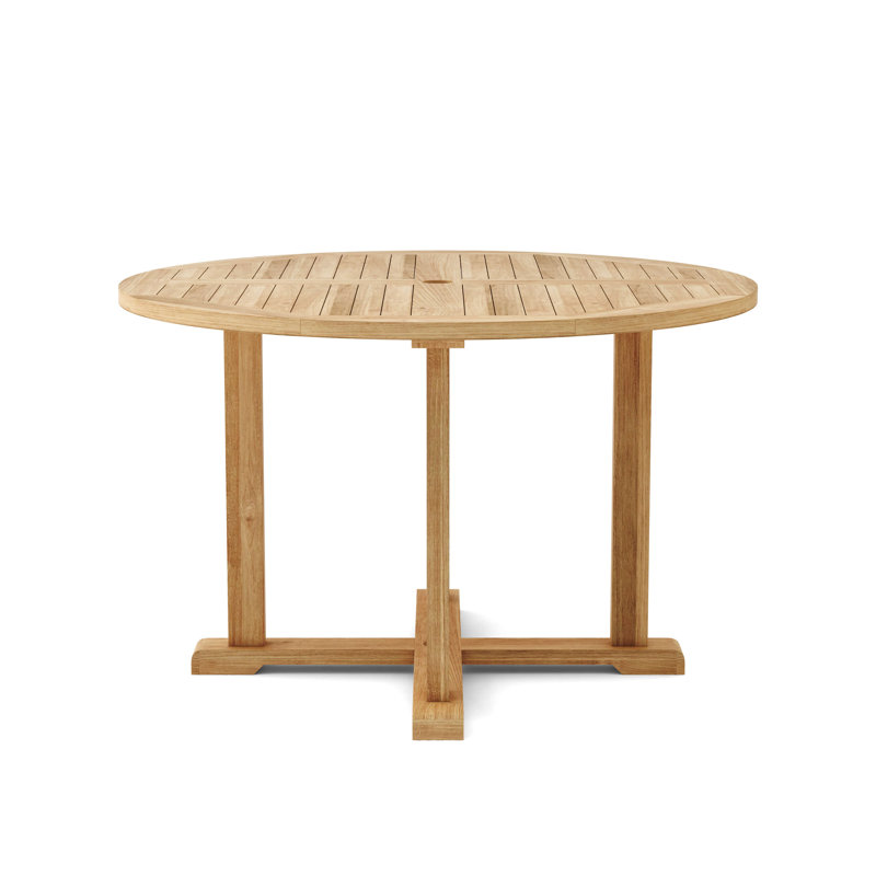 Briniya Outdoor Round Teak Bistro Table, Natural, 29" H x 47" W x 47" L