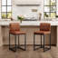 61cm Modern Upholstered Kitchen Counter Stool with Metal Sled Base & Faux Leather-971905134-971905122