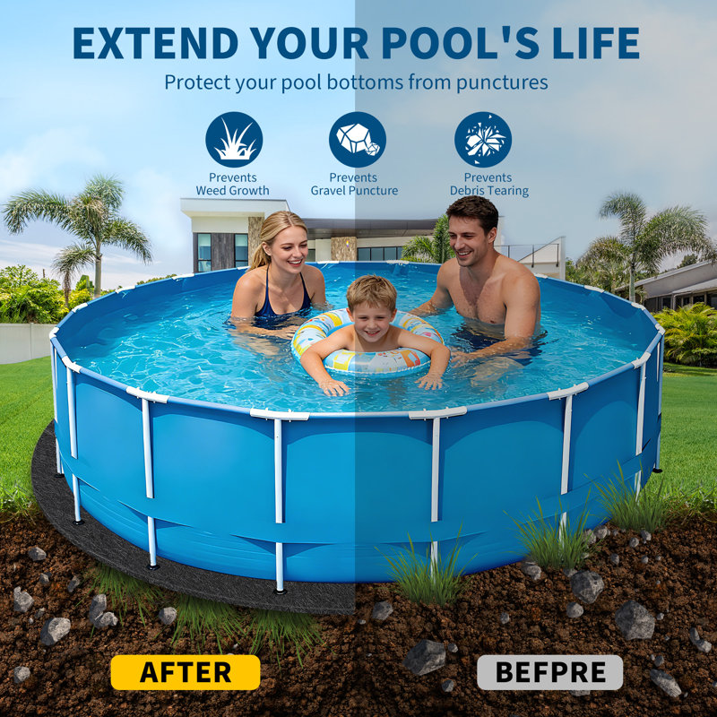 Heavy Duty Geotextile Pool Liner Pad for Above Ground Pools – Non-Woven, Puncture Resistant, Eco-Friendly Weed Barrier, Extends Liner Life, Protective Accessory – Shape: Round, Size: 33Ft