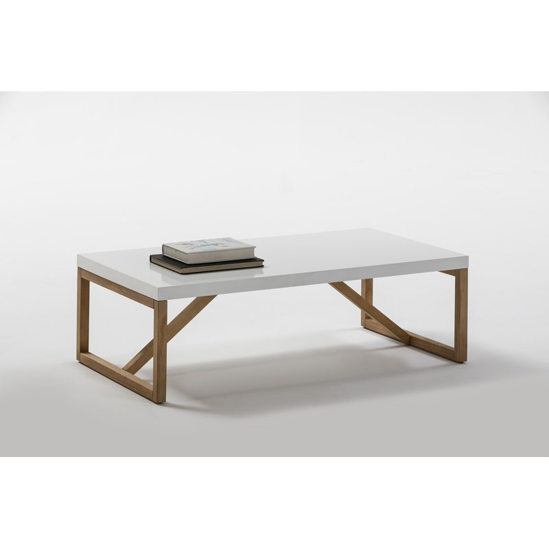 Biscayne Solid Wood Sled Coffee Table, White