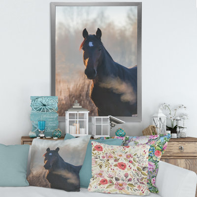 Portrait d'un cheval sur un matin d'automne - Photographie sur toile