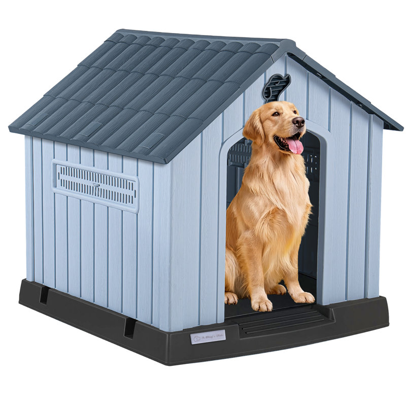 Grande niche pour chien d'extérieur résistante aux intempéries, Gris, H 39,1 po x l 36,81 po x P 38,7 po