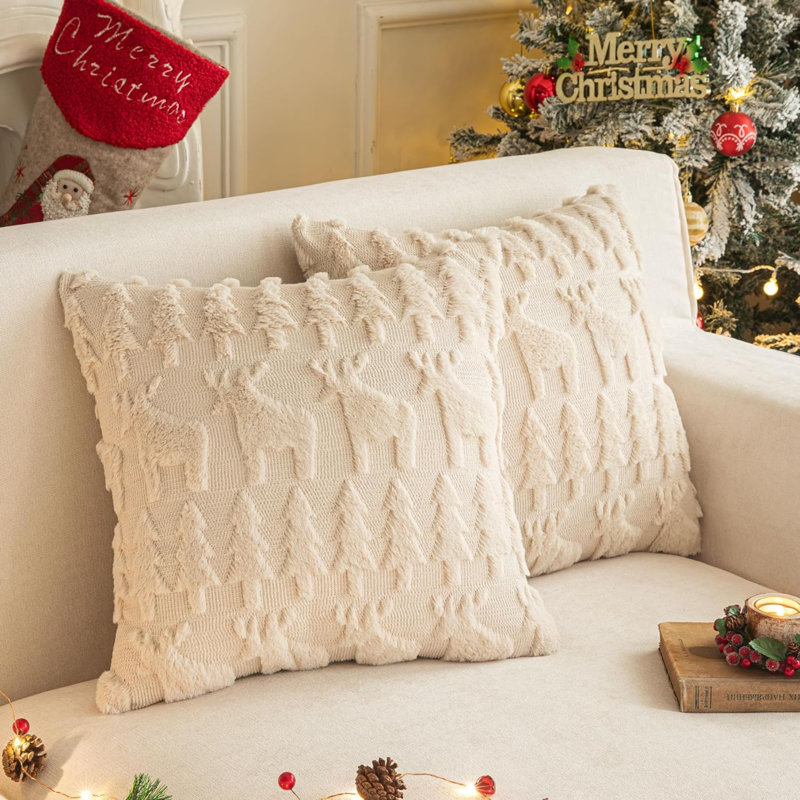  Reversible Throw Pillow, Beige