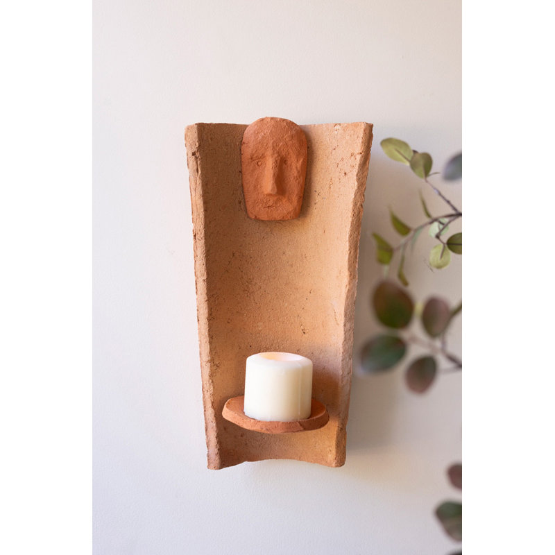  Clay Face Sconce for Pillar Candles