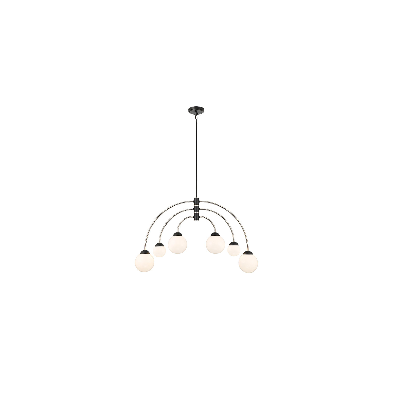 Everard 6 - Light Metal Dimmable Chandelier, Matte Black/Polished Nickel