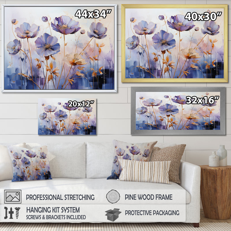 Décoration botanique mauve Serenade IV - Abstract Botanicals, Cadre simple blanc, L 40 po x H 30 po