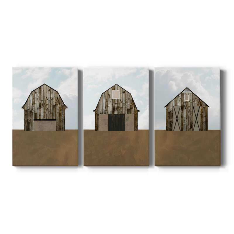 A Barn's Portrait I - Toile tendue sur mesure avec châssis - 3 pièces, H 12 po x l 24 po