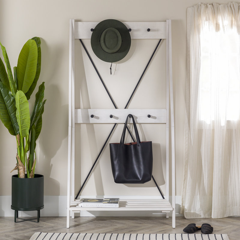 Portemanteau en pin Johnathon, Blanc