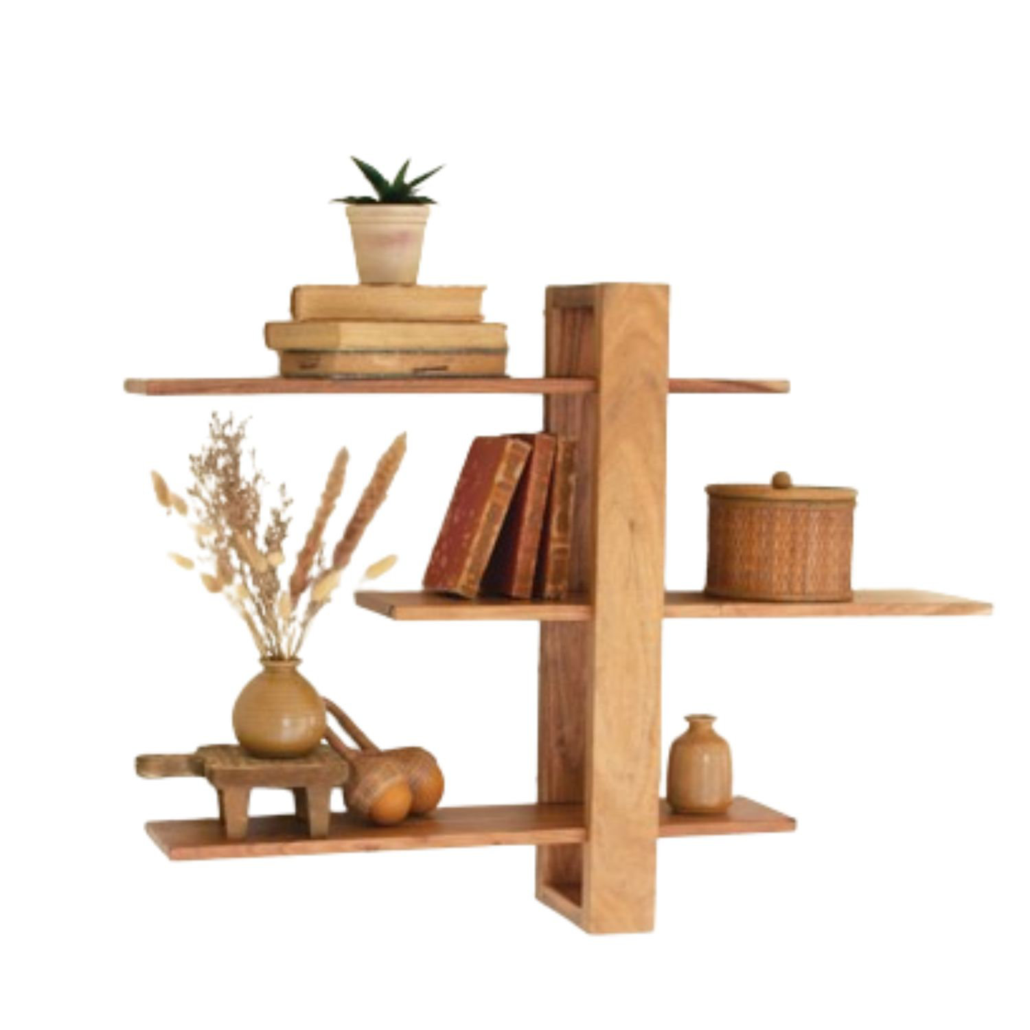 Joss & Main Marblewood 3 Piece Acacia Tiered Shelf with Adjustable 