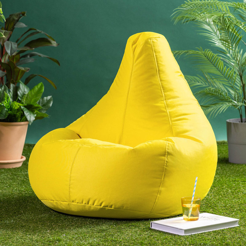 Dalton Water-Resistant High Back Recliner Bean Bag, Ochre Yellow