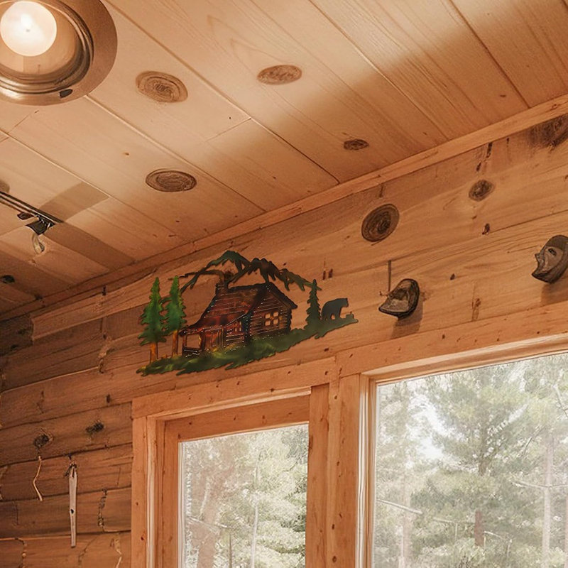 Ours en métal mural - noir rustique - décor de chalet, chalet et ferme 13,78 × 7