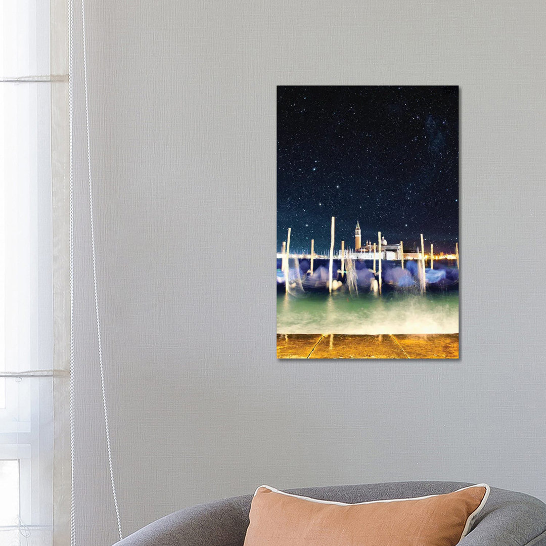 Gondolas Never Sleep in Venice by Florian Olbrechts - Wrapped Canvas Graphic Art