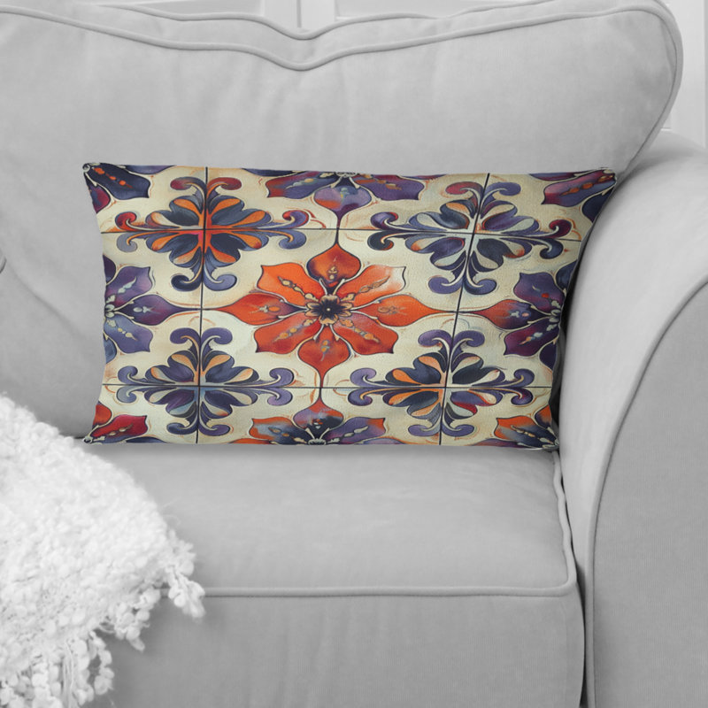 Coussin lombaire Boho Chic Tiles mauve I