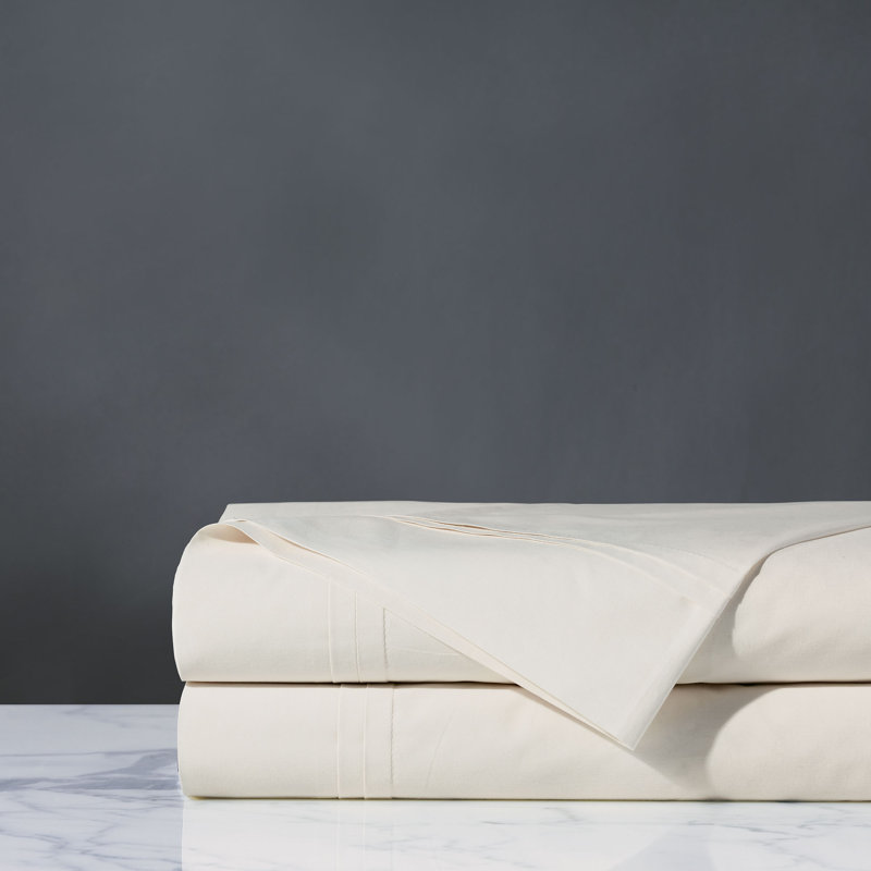 Vail Egyptian Cotton Percale Flat Sheet, Ivory, Twin Flat Sheet