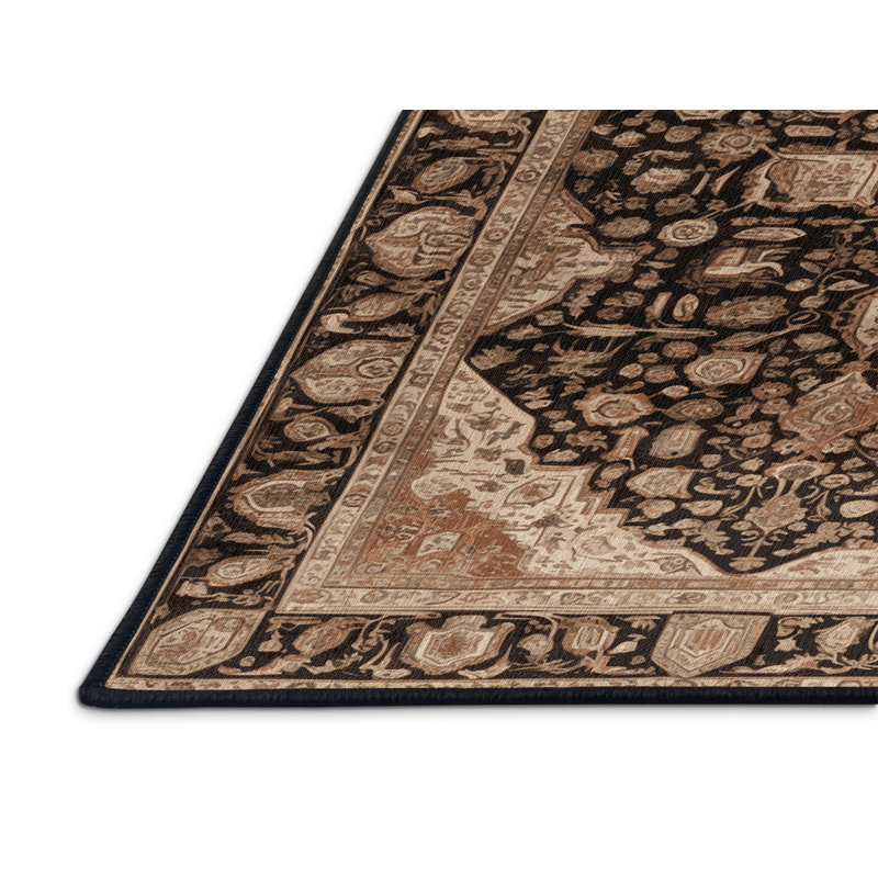 Tapis brun lavable à la machine, Rond 8 pi