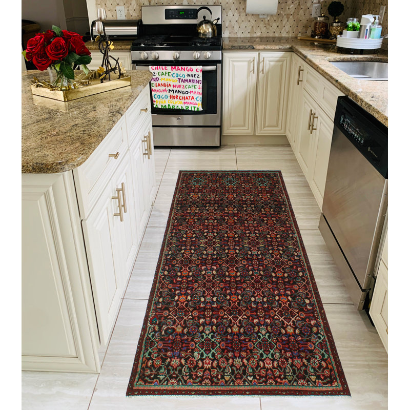 Tapis unique gris anthracite noué à la main 3 pi 5 po x 8 pi 10 po Janky