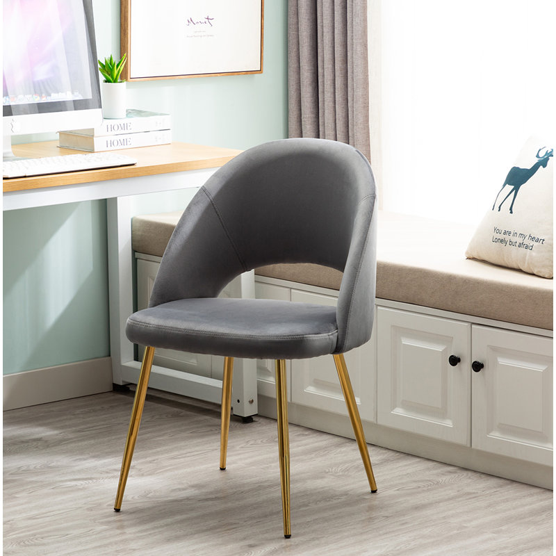 Liara 18.11'' H Velvet Upholstered Side Chair, Gray, 1