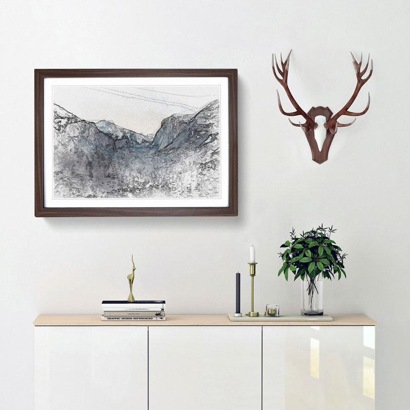 Yosemite National Park at Winter in Abstract - Picture Frame Graphic Art Print, 60cm H x 91cm W x 2cm D, Walnut