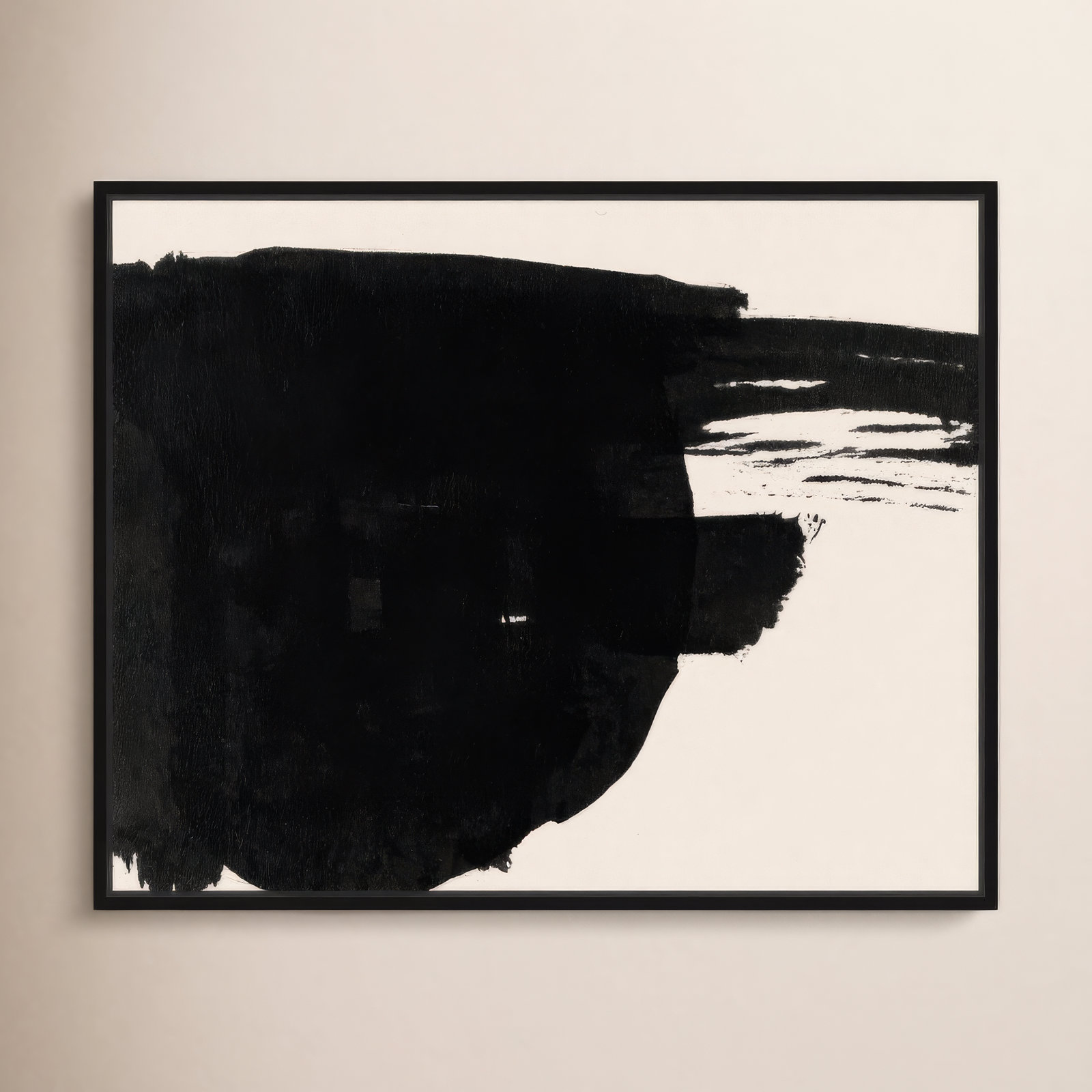 Abstract Black And White Large Brush Stroke by Oliver Gal, Black, 21" H x 25" W