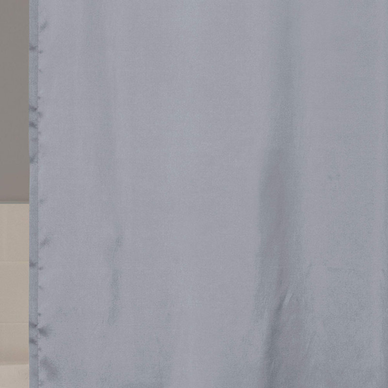 Gray Polyester Shower Curtain with Textured Ruffle Design