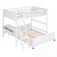 Lit double superposé au dessus d'un lit double avec bureau-507110535