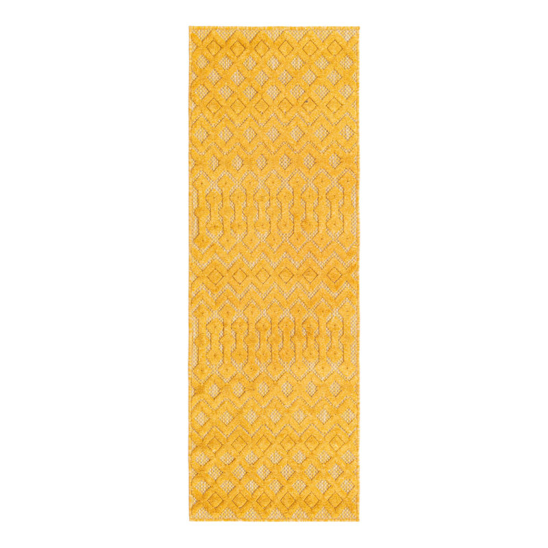 Tapis intérieur / extérieur jaune Gritton, Tapis de couloir 2 pi x 6 pi