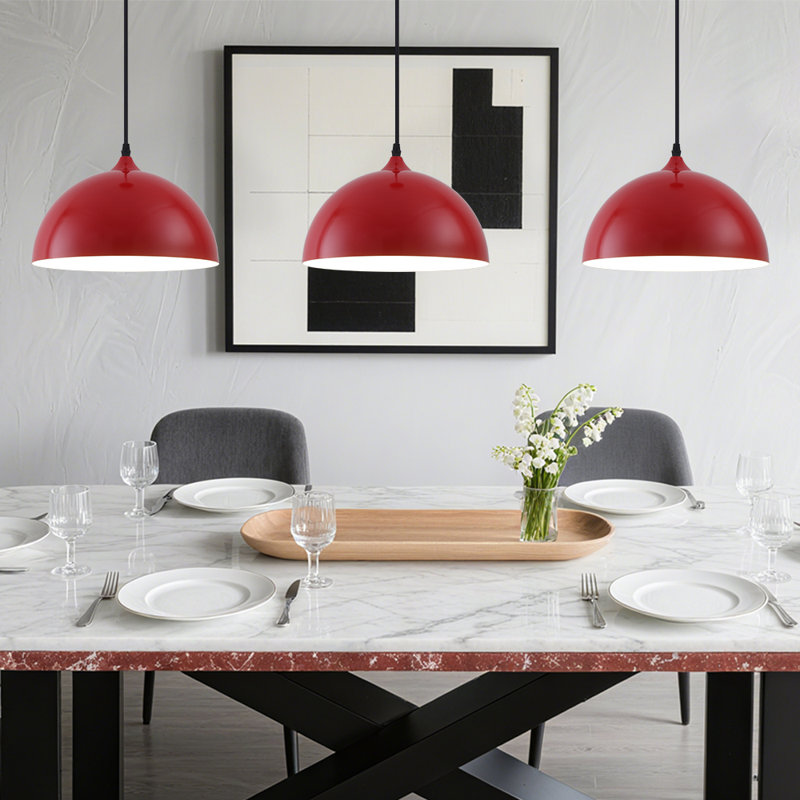 3 - Light 11.81'' Dome Pendant for Kitchen Island Modern Pendant Lighting Fixtures , Red