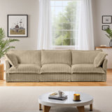 Corduroy Deep Seat Sofa with Upholstered Cushion&Detachable Cover, Comfy Sofa