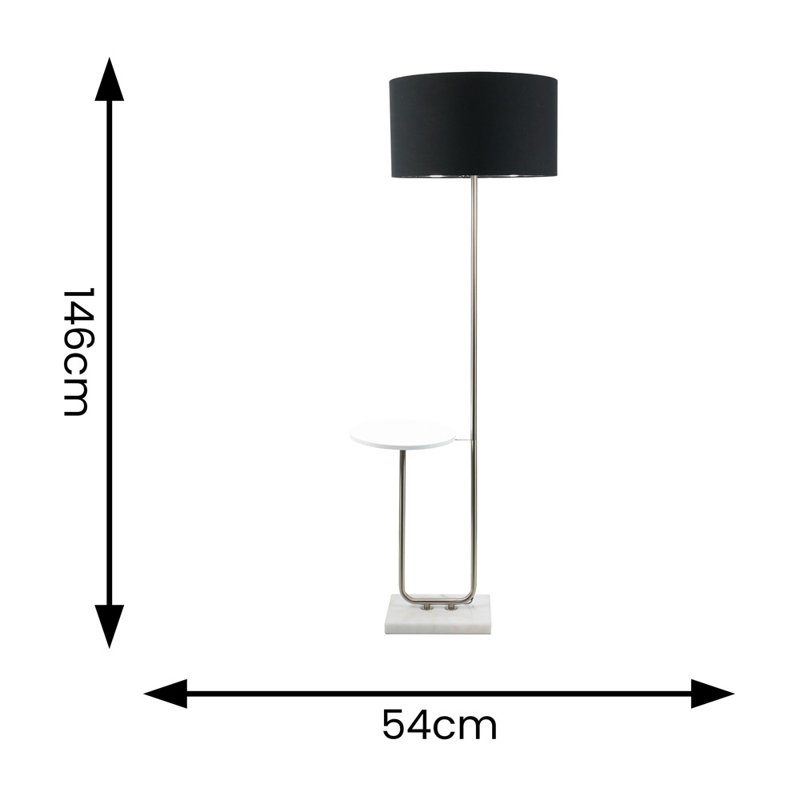Bangerter 146cm Traditional Floor Lamp, Brushed/White, No, Black