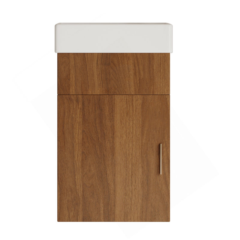 Meuble-lavabo flottant de 16,5 po avec lavabo intégré en céramique et rangement - parfait pour les petites salles de bain