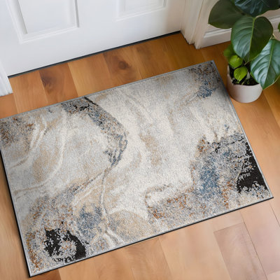 Tapis beige Desert Drift - motif abstrait, facile à nettoyer