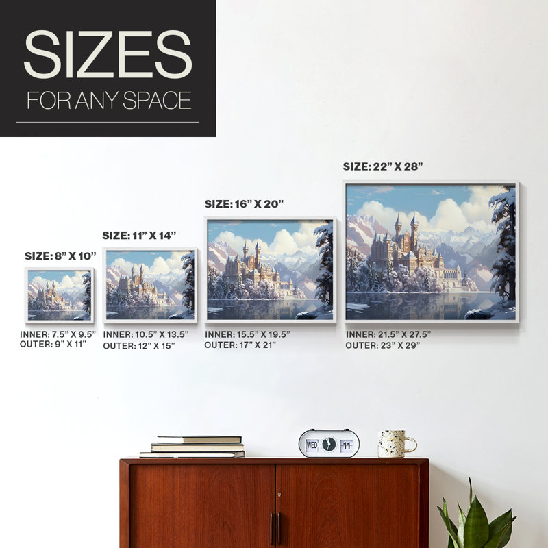 Landscape Series-CVIII -Framed Print - Restickable, 8" H x 10" W, White
