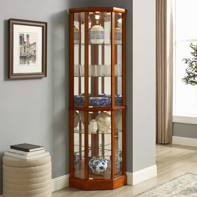 Vitrine de coin éclairée 6 tablettes
